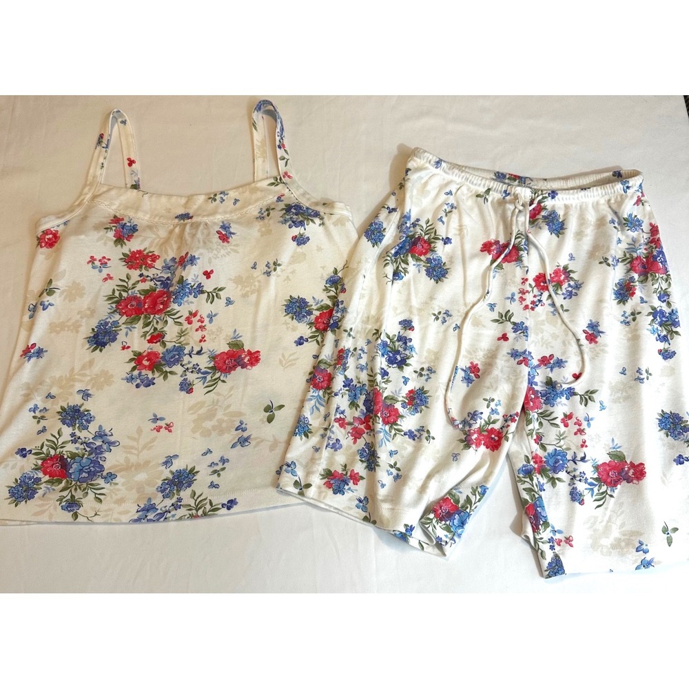 Karen Neuburger Floral Sleepwear Set Women's S Tank Bermuda Short Cotton Blend